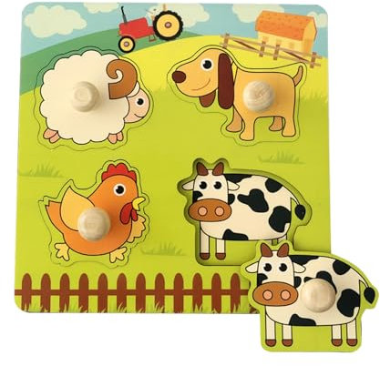 Holzpuzzle Zuhause Holzspielzeug für Kleinkinder, Kinder Greifpuzzle Spielzeug Sortierspiel, Holzspielzeug ab 1 Jahr, Baby Motorik Spielzeug Holzpuzzle Holz Puzzle ab 1 Jahr (Style 5)