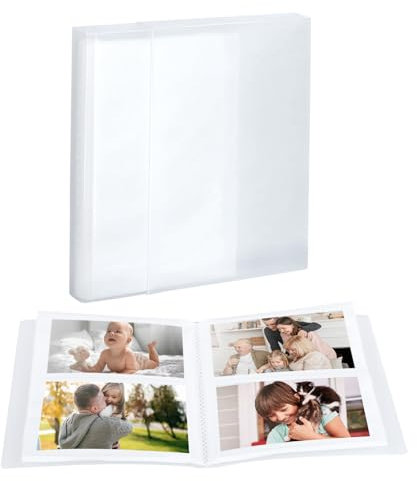 FRETONBA Photo Albums 6x4 80 Pockets Slip in, Photo Album Book with 40 Pages, Wedding Album, Baby Memory Book, Birthday Keepsake, Small Album with Dustproof Cover (White)