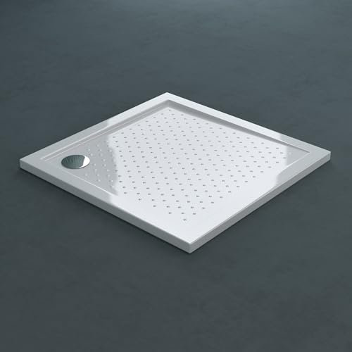 doporro Piatto Doccia in Acrilico Rinforzato 100x100 cm Spessore 4 cm Piatto Doccia Bianco Quadrato con Piletta di Scarico Inclusa (AL02), Design Antiscivolo Lucia01A