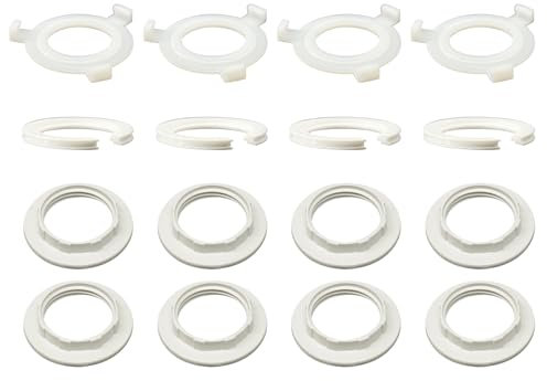 DAQUN 16 Pcs Light Shade Reducer Ring, Lampshade Ring, Lamp Shade Reducer Rings - E14/E27 Converter Adapter, Replacement, Fitting Lampshade Washer (White)