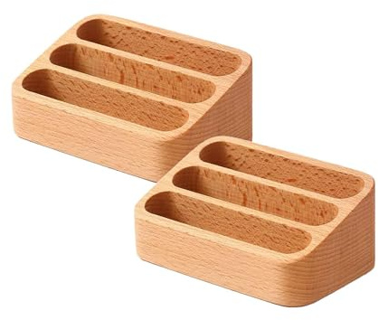 chenxichuzhao Visitenkarten organizer holz 2 Stück Desktop Visitenkartenbox Visitenkartenmappe Dreischichtiger Aufbau für Büro, Salon, Tischplatt, Ausstellung, Zuhause