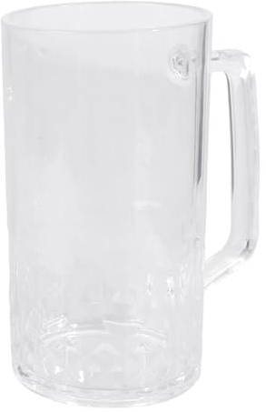Bicchiere da birra in acrilico infrangibile con manico ergonomico, ideale per feste, festa del papà, accessori da cucina per uomini, boccale da birra in acrilico con manico