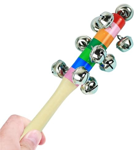 Zetqhuu Sonagli Jingle a Mano - Giocattolo Musicale Con Manico In Legno | Campanelli Portatili Per Bambini - per Bambini e Bambine di Età 2+ Gioco all'Asilo Educazione della Infanzia e Vacanza