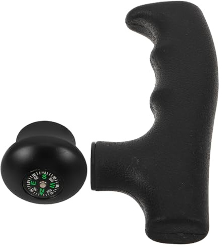 GLEAVI Poignée de Bâton de Randonnée Noire Sphérique avec Boussole Intégrée Adaptateur en Alliage D’Aluminium et Plastique Léger Ergonomique pour Trekking et Alpinisme