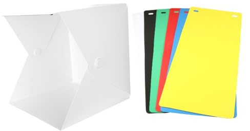 NOLITOY Box Fotografico LED Pieghevole Mini 30 CM Doppia Striscia Luminosa e 6 Sfondi Colorati per Fotografia di Prodotti Piccoli Portatile e Facile da Montare