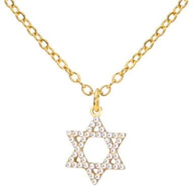 EUEAVAN Collier étoile de David pour femme Pendentif étoile juive hexagramme à six branches Croix chrétienne Bijoux religieux chrétiens Israël Cadeau de Hanoukka (Or)