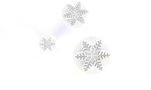 Zenker 43076 Set de 3 emporte-pièces poussoir motif flocon de neige, emporte-pièces de Noël, emporte-pièce, Plastique, Blanc, 2,5 cm