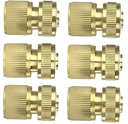 6Pcs Brass Garden Lawn Water Hose Pipe Fitting 1/2 Quick Connector