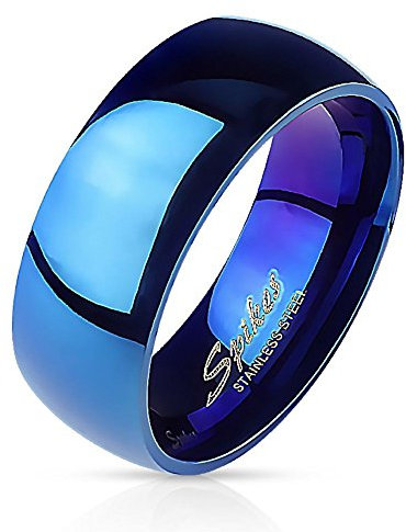Bungsa 60 (19.1) Blauer Ring Edelstahl klassisch für Damen & Herren 49-70 (Fingerring Schmuckring Blue Partnerringe Damenring Herrenring Chirurgenstahl Frauen Männer) 60 (19.1)