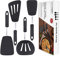 Silicone Spatula Turner Set of 4, GEEKHOM 600°F Heat Resistant Cooking Spatulas for Nonstick Cookware, Large Flexible Kitchen Utensils BPA Free Rubber Spatulas for Pancake, Eggs, Fish, Black