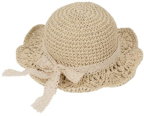 Aikowener Sugrörhattar för små barn, strandhattar för flickor sommar spets solhatt UV-skydd kepsar justerbar vikbar rosett solkeps stor bred kant floppy strand solskärm keps utomhus 4-7 år