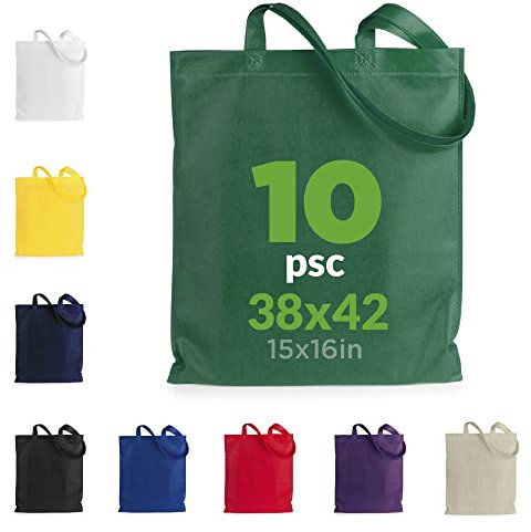 Baumwolltaschen | Einkaufstasche | Stofftasche Canvas | Jutebeutel, Stoffbeutel, Einkaufstasche, Tragetasche Canvas-Stoff | Lange Henkel | 100% Baumwolle, starke Tasche, waschbar,140gsm 38x42cm