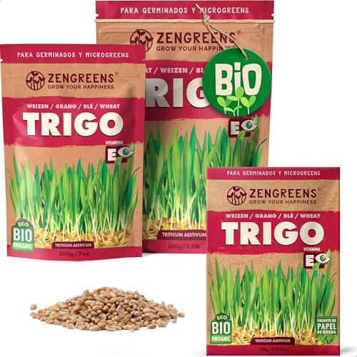 ZenGreens® - Semillas de trigo eco ecológico - Elija entre 10g, 200g y 500g - brotes de trigo eco - germinación de más del 97% - Microgreens