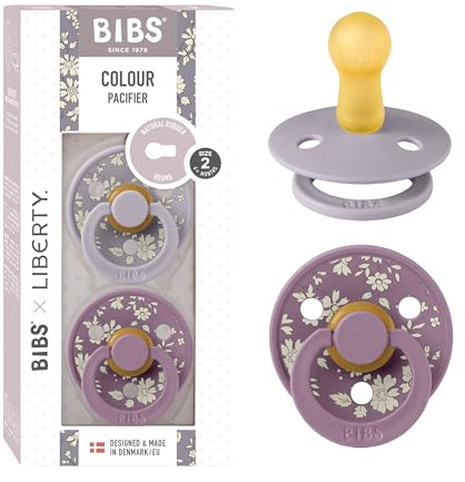 BIBS Liberty Pacifier | 2 Colour Natural Rubber Latex Soothers | BPA Free Dummy Pacifier | Round Nipple | Designed & Made in Denmark | Capel Fossil Grey