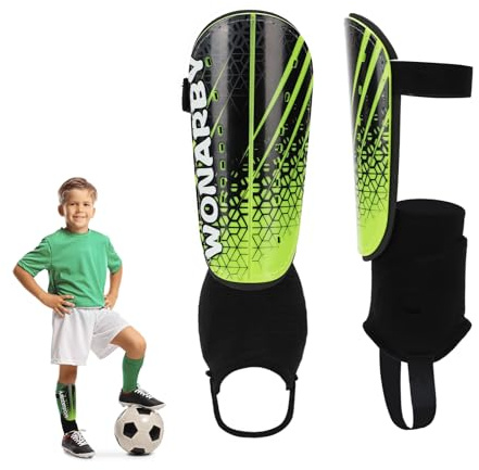 Schienbeinschoner Kinder Fussball Knöchelschutz Herren - Fußball Ausstattung Mit Verstellbarem Klettverschluss - Leicht Langlebig rutschfest für Jungen Mädche im Alter von 2 bis 18 Jahren - Grün XS