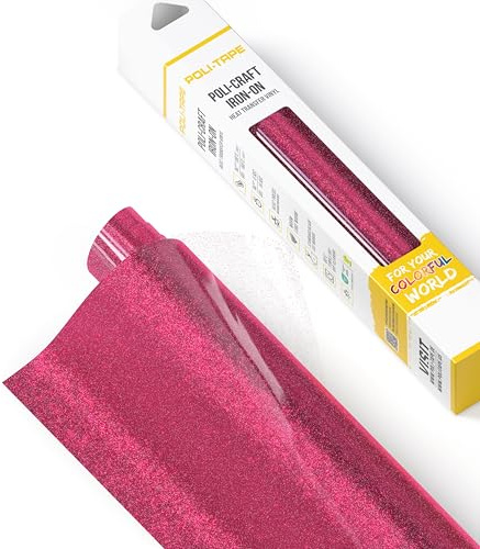 POLI-FLEX PEARL GLITTER - Film de transfert thermique pour textiles - Film de transfert thermique à effet pailleté pour chauffage - Feuille de traceur pour vêtements de bricolage - Rose, 30,5 cm x 61