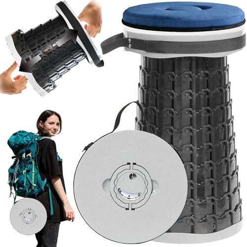 PLOGGING XXL aggiornati con cuscino, altezza 50 cm diametro 30 cm，sgabelli portatili per adulti, sedia pieghevole più robusta con capacità di carico da 1000 libbre, sgabelli da campeggio a scomparsa