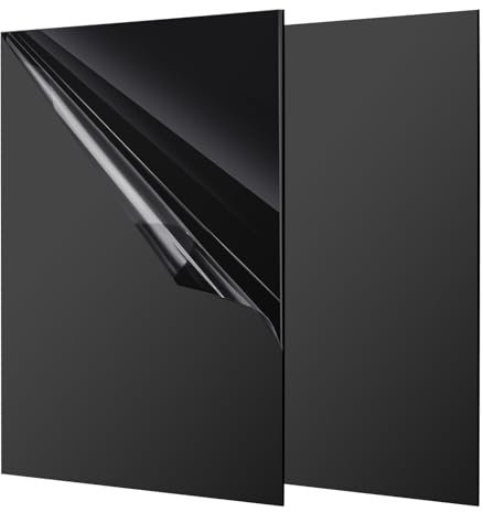 HEIYUET Lot de 2 Plaques Acryliques A3 noires de 3 mm en verre acrylique, Feuilles en Acrylique avec Film Protecteur, pour Cadre Photo, Présentation de Projet, Peinture