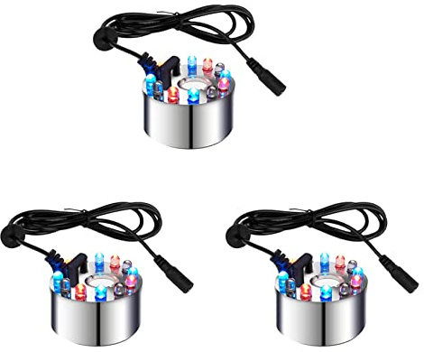 Goufride 3X Mini Mist Maker, 12 LED Mister Fogger Water Fountain Pond Fog Machine Atomizer Air Humidifier for Halloween,Christmas