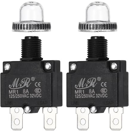 QUARKZMAN 2 Pcs Interruttore Termico A Pulsante 8Amp, 125/250V AC 32V DC Protezione Sovraccarico Termico Con Reset Manuale E Tappi Pulsante Impermeabili