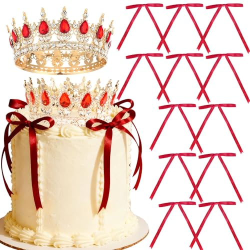 corona rossa come decorazione per torte corona con palline dorate come decorazione per torte targhetta dorata a forma di farfalla per compleanni e babyshower