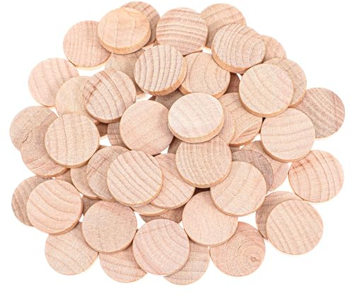 60 stycken Prasacco små träskivor, 2,5 cm, runda träplattor, träskivor för hantverk, trädskivor, naturliga träskivor, mini runda skivor för målning för jul, hem, gör-det-själv, hantverk