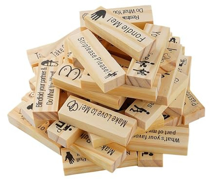 48PCS Super Naughty Block Tower Game, Valentine Tumbling Tower Stacking Blocks,Stacking Games With Intimacy-building Prompts, Romantic Date Night Game for 2 Players, Valentines,party,travel