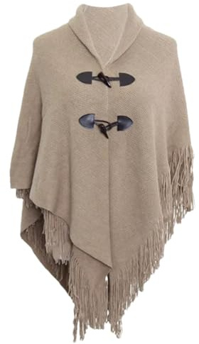 NIUSABOU Manta, chal, poncho y capa, Poncho tipo capa chal de punto reversible for mujer Multicolor(6)