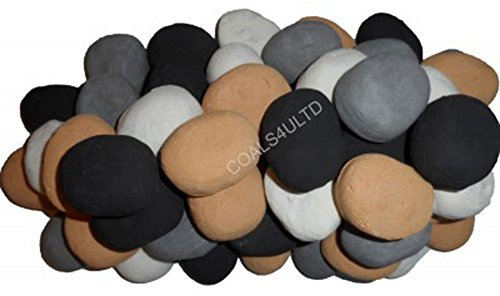 The Stove Wizard 20 Ceramic Fire Pebbles – Replacement Coals for Gas, LPG, Bio Ethanol & Electric Fires – Heat-Resistant Stones in White, Grey, Beige & Black – Approx. 60mm x 40mm x 40mm