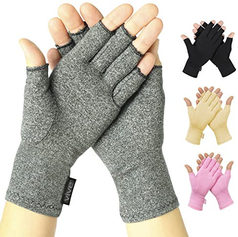 Vive Arthritis-Handschuhe – Kompressionshandschuhe bei rheumatoider und Arthrose – Handhandschuhe bieten Arthritis Gelenkschmerzen Symptomlinderung – Männer und Frauen – offener Finger (groß)