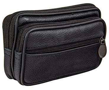 GÜRTELTASCHE Leder schwarz (Querformat groß) - Hüfttasche Bauchtasche Gürtel Tasche Handytasche Geldbörse Handy schwarz Hüfttasche Reisen Wandern Laufen Joggen Reise Wanderung Outdoor Sport