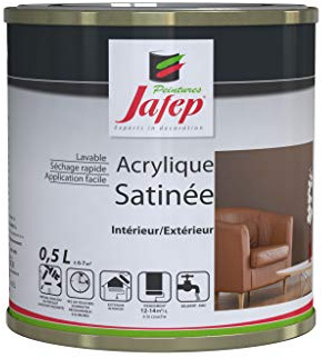 Peinture Acrylique Finition Satinée 2,5L - Couleur Blanc Pro - Surface entre 30 et 35 m² - Multi Supports - Sèche Rapidement - Peinture Murale - Utilisation Intérieur et Extérieur - Jafep