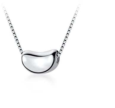 YAHOYA New Link Chain Necklace for Women Fashion 925 Sterling Silver Bean Simple Pendant Necklace Fine Jewelry Girl Gift