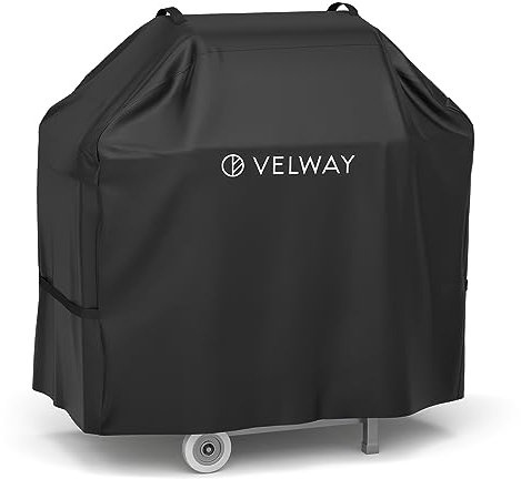 Velway Grillabdeckung 300D Oxford Gasgrillabdeckung wasserdichte Belüftungsschlitze und Griffe, BBQ Abdeckung staubdicht UV-beständige Hochleistungs-Gasgrillabdeckung 117 x 66 x 117 cm