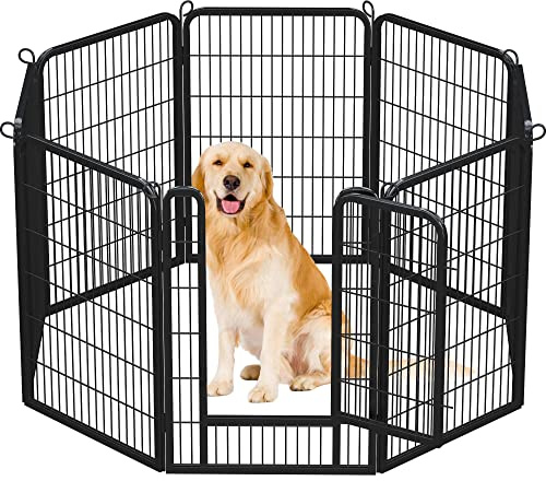 Abician Parc pour Chien en 8 Panneaux Enclos pour Chien en Métal avec Porte Parc pour Animaux de Compagnie 100 cm de Haut Noir