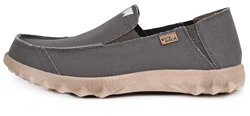Kickback Couch Classic Mocasines Slip‑On de Hombre en Canvas – Zapatos Casuales Ligeros de Verano para Viajes y Playa con Suela Antideslizante y Ajuste Cómodo Diario - Charcoal, EU 44