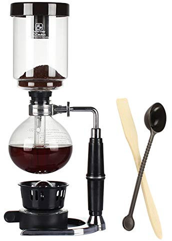 SOVORM Set caffettiera a sifone, macinacaffè manuale in vetro per uso domestico, macchina per il caffè sottovuoto Filtro per macchina da caffè in vetro (nero) (nero) The New