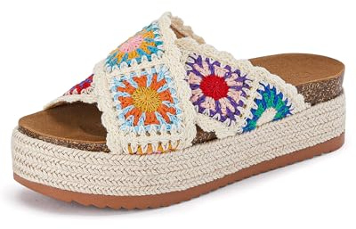 Coutgo Womens Open Toe Platform Espadrille Slide Sandals