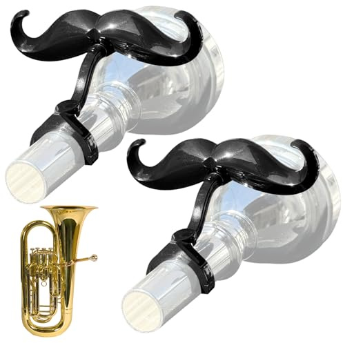 [2 Pack] Clip-On Mustache For Tubas - Includes Protective Case - Made To Fit All Tuba Mouthpieces - Perfect Accessory For Young Musicians