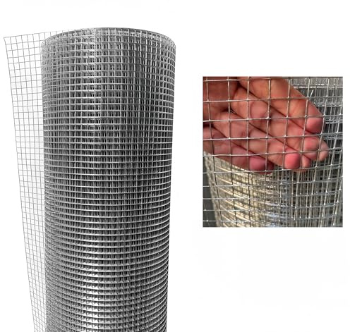 Hardware Cloth 1/2 inch 48inch x 100 Ft 19 Gauge Hot Dip Galvanized After Welding Galvanized Wire Mesh Roll Chicken Wire Fencing Gopher Wire Garden Bed Plant Supports Poultry Netting Cage Snake Fence