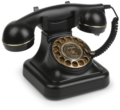 Sangyn Retro Rotary Phones for Landline Classic Corded Desk Phone, Vintage Old Fashioned Rotary Telephone with Ringer Off & Redial Function for Home House