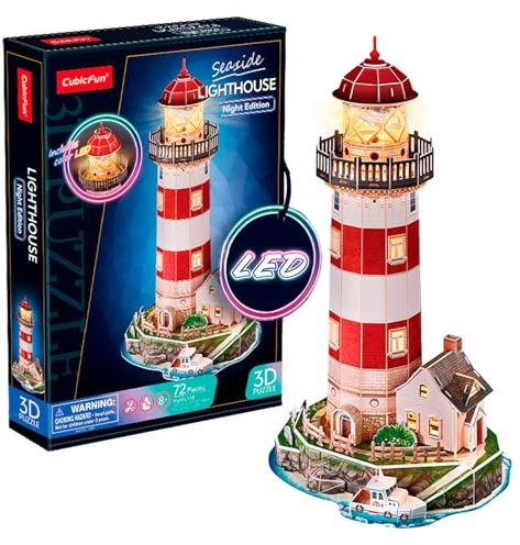 Party town - Leuchtturm Modell | 3D Puzzle | Spielzeug Ab 8 Jahre Jungen | 3D Puzzle Kinder | 3D Puzzles | Geschenk Junge 8 Jahre | Jungs Geschenke | 72 Teilen
