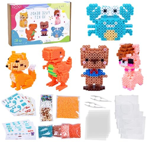 Juego de perlas para planchar, 16 cuentas de colores, 4896 unidades de 5 mm, perlas grandes con placa de conexión, papel de planchado, pinzas, guía del usuario, juego de perlas creativas, regalo para