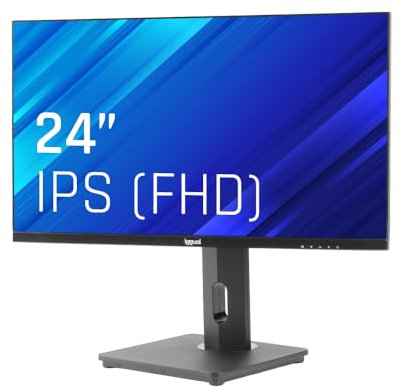 iggual- Monitor Giratorio 24 Pantalla IPS LED Pivotante - Resolución Full HD 100 Hz. - Formato 16:9, Ajustable en Altura. Rotación 45º / Giro 90 º e Inclinación 15ª a +20º (54,1x31,2x4,7 cm) ML24FA