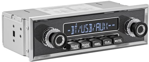 Classic Single Din Car Stereo - Retro Vintage Style Truck Radio Bluetooth LCD Display AM FM Receiver USB Aux in Preamp Subwoofer Output
