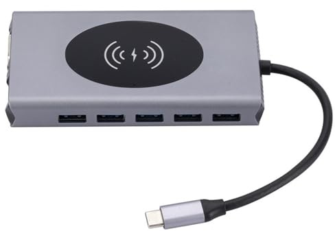 Estación de acoplamiento, hub 13 en 1, divisor de múltiples puertos, adaptador de monitor tipo C 3.0 para todas las computadoras portátiles, útil para aquellos que tienen puertos USB limitados