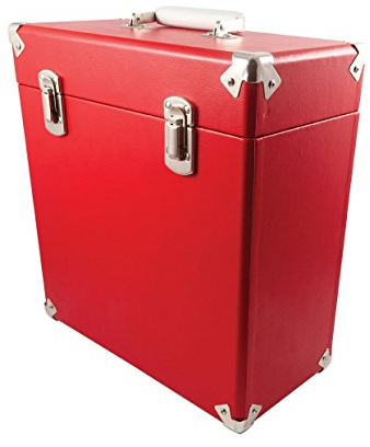 GPO Funda de transporte vintage para LPs y discos de vinilo de 12 pulgadas (alberga 30 álbumes) - Rojo