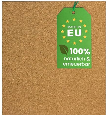 EKB Korkplatte 100x50cm 4mm stark I Natürliche Presskorkplatte für Pinnwand, Wanddekoration oder Schallschutz Akustikplatte I Umweltfreundliches DIY-Projektmaterial zum Basteln & Modellbau