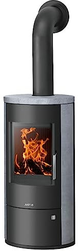 JUSTUS Austin Kaminofen 5 kW für Scheitholz und Kohlebriketts Gussgrau-Speckstein