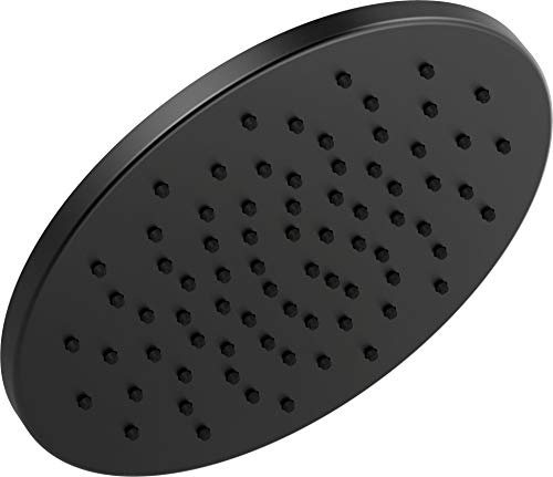 Delta Matte Black Round Rain Shower Head, 12 Inch Metal Large Shower Head Rainfall, Overhead Rain Showerhead, 1.75 GPM Flow Rate, Matte Black 52158-BL